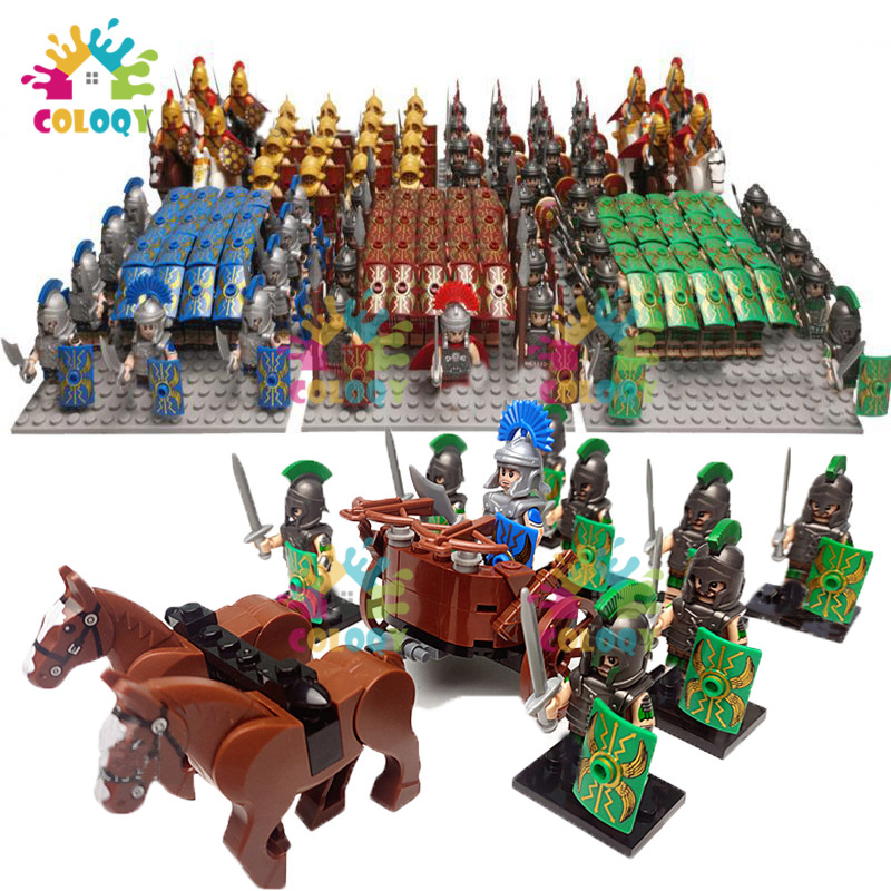 Lego Minifigure Holder - 子供のためのローマの兵士のビルディングブロック,中世の騎士,戦士,アクションフィギュアのおもちゃ,クリスマスプレゼント
