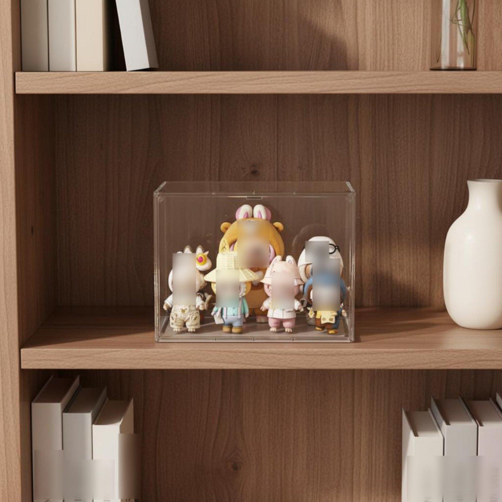 Display Case Acrylic - 大型アクリル製ドールディスプレイ棚、取り外し可能な仕切り付き、積み重ね可能なブラインドボックスフィギュア用おもちゃ収納ケース