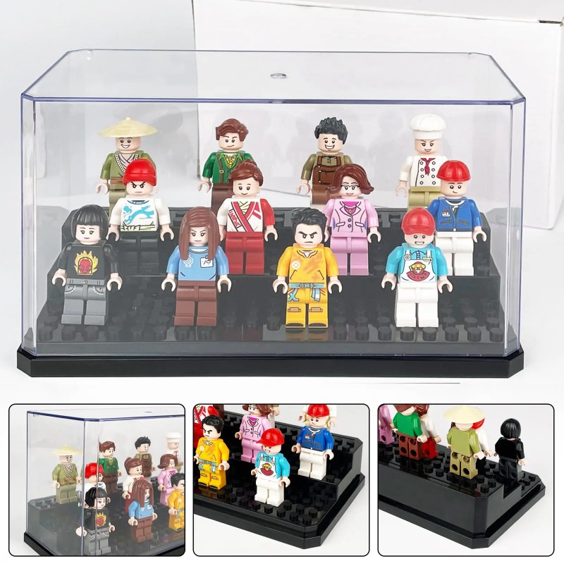 Lego Minifigure Holder - アクリル製ミニフィギュアディスプレイケース、積み重ね可能で防塵仕様のビルディングブロックディスプレイボックス、レゴアクションフィギュア玩具収納用