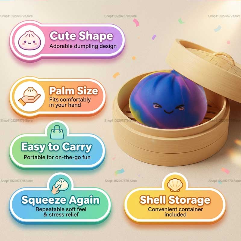 Mystery Box Blind Bag - 新しいレインボーおもちゃ、蒸し器ボックス付きスクイーズドウストレスボール、リアルな蒸しパン型スクイーズ玩具、フィジェット感覚不安解消用
